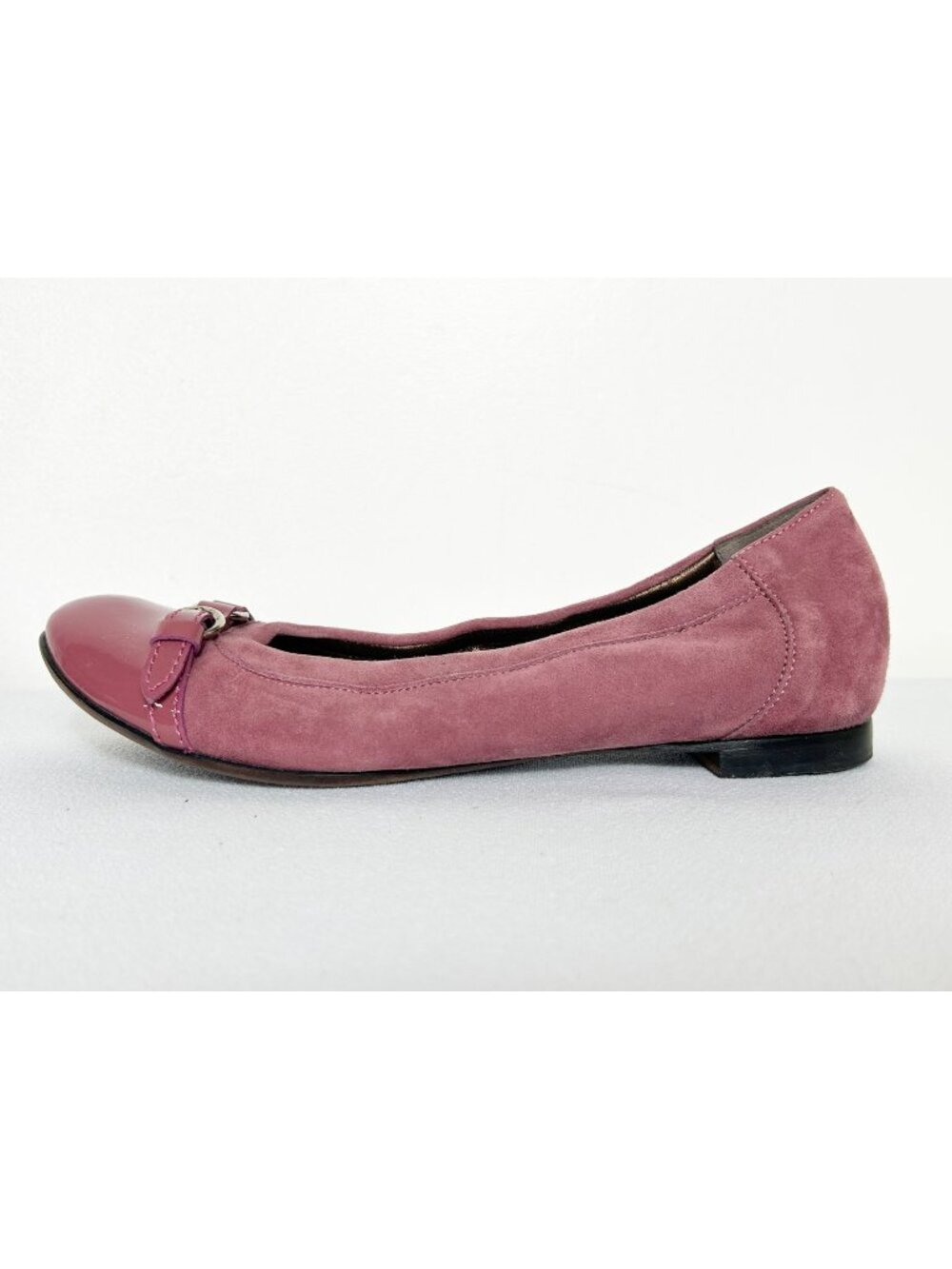 AGL Attilio Giusti Leombruni Monika Suede Patent Cap Toe Flats in Rose - Sz 40